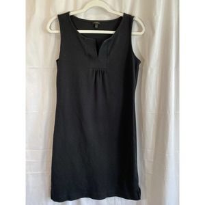 Talbots Dress Sheath solid black sleeveless size small 100% cotton